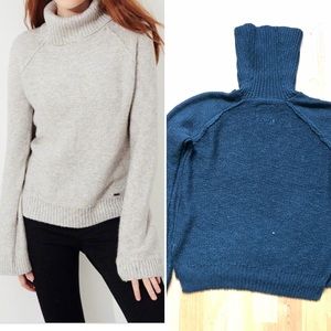 HOLLISTER | Bundle 2 Bell Sleeve Cotton Turtleneck Sweaters Grey Black XS